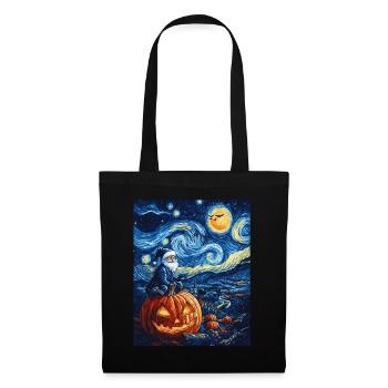 Halloween Gift Pumpkin with Santa Hat Decoration - Tote Bag - black - Front