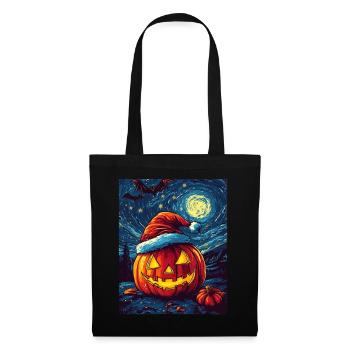 Halloween Gift Pumpkin with Santa Hat Decoration - Tote Bag - black - Front