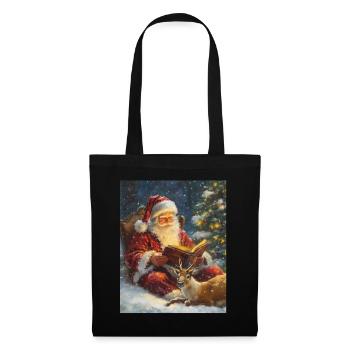 Weihnachtsmann Frauen Männer Kinder Weihnachten - Stoffbeutel - Schwarz - Vorne