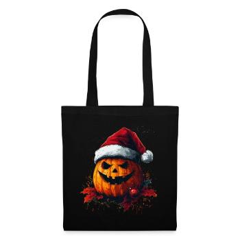 Halloween Gift Pumpkin with Santa Hat Decoration - Tote Bag - black - Front