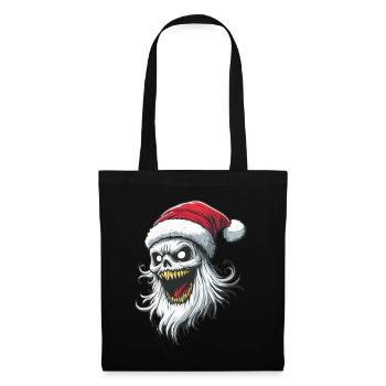 Halloween Geschenk Geist mit Weihnachtsmütze Deko - Stoffbeutel - Schwarz - Vorne