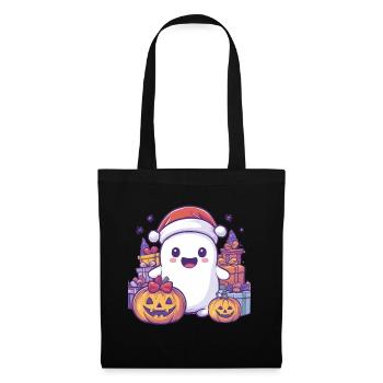 Halloween Gift Ghost with Christmas Hat Decoration - Tote Bag - black - Front