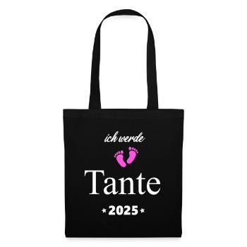 Ich werde Tante 2025 Schwanger 2025 Tante Geschenk - Stoffbeutel - Schwarz - Vorne
