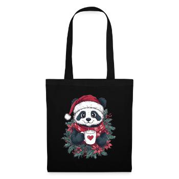 Panda Café Décoration de Noël Femmes Hommes Enfants - Sac en tissu - noir - Devant