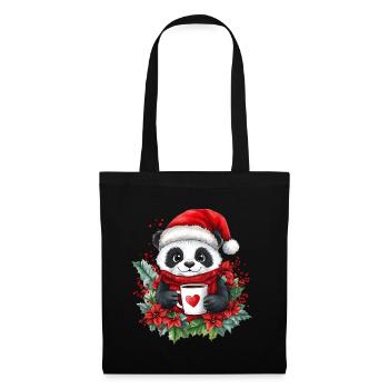 Panda Café Décoration de Noël Femmes Hommes Enfants - Sac en tissu - noir - Devant