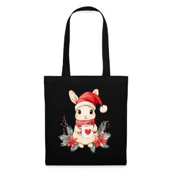 Lapin Café Décoration de Noël Femmes Hommes Enfants - Sac en tissu - noir - Devant