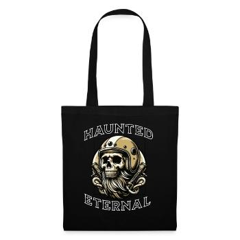 Totenkopf Schädel im Retro Biker Helm - Stoffbeutel - Schwarz - Vorne