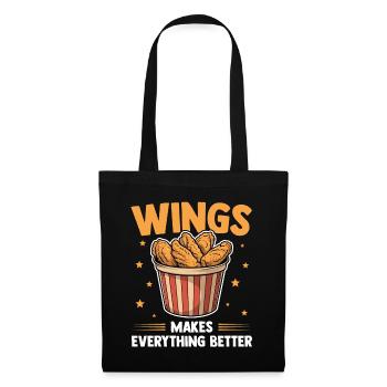 Chicken Wings Lustig Frittiertes Hühnchen Geschenk - Stoffbeutel - Schwarz - Vorne