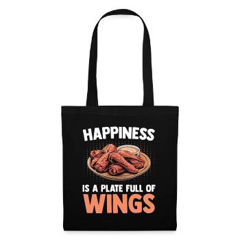 Aile de poulet - Le bonheur est une assiette pleine d’ailes - Sac en tissu - noir - Devant
