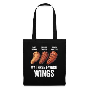 Chicken Wings Lustig Frittiert Gegrillt Gebacken - Stoffbeutel - Schwarz - Vorne