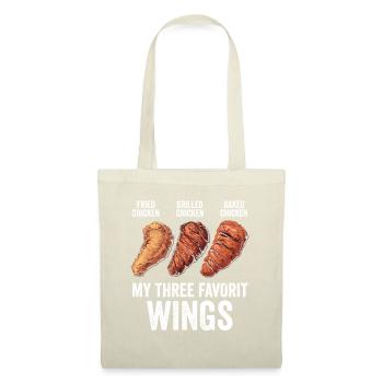 Chicken Wings Lustig Frittiert Gegrillt Gebacken - Stoffbeutel - Natur - Vorne
