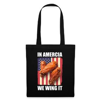 Ailes de poulet drapeau des États-Unis - En Amérique, nous l’ailons - Sac en tissu - noir - Devant