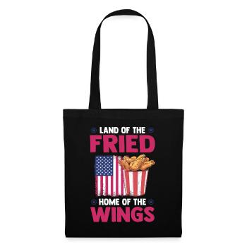 Ailes de poulet Drapeau des États-Unis - Terre des ailes frites - Sac en tissu - noir - Devant