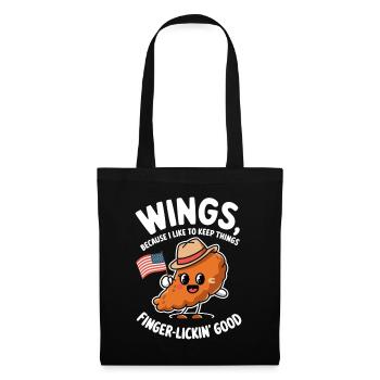 Ailes de poulet drapeau des États-Unis - ailes à lécher les doigts - Sac en tissu - noir - Devant