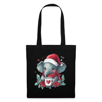 Elefant Kaffee Weihnachten Frauen Männer Kinder - Stoffbeutel - Schwarz - Vorne