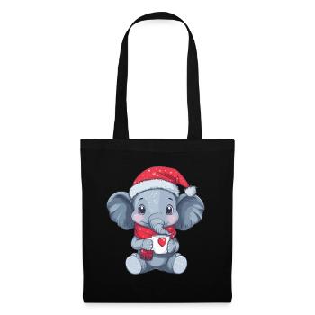 Elefant Kaffee Weihnachten Frauen Männer Kinder - Stoffbeutel - Schwarz - Vorne