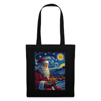 Weihnachtsmann Frauen Männer Kinder Weihnachten - Stoffbeutel - Schwarz - Vorne