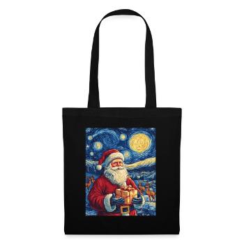 Weihnachtsmann Frauen Männer Kinder Weihnachten - Stoffbeutel - Schwarz - Vorne