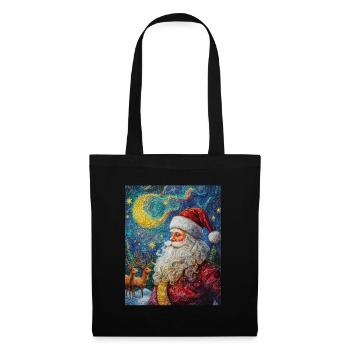 Weihnachtsmann Frauen Männer Kinder Weihnachten - Stoffbeutel - Schwarz - Vorne