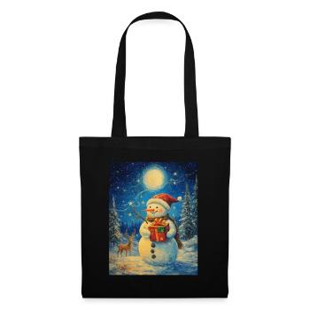Schneemann Weihnachten Frauen Männer Kinder - Stoffbeutel - Schwarz - Vorne