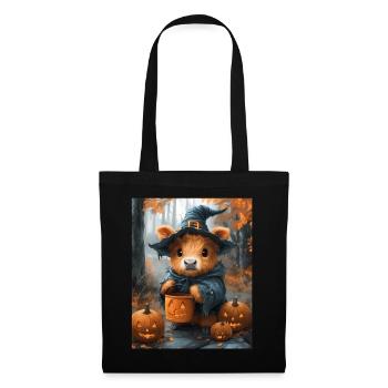 Halloween Geschenk Frauen Kuh Männer Kinder Deko - Stoffbeutel - Schwarz - Vorne