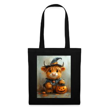 Halloween Geschenk Frauen Kuh Männer Kinder Deko - Stoffbeutel - Schwarz - Vorne