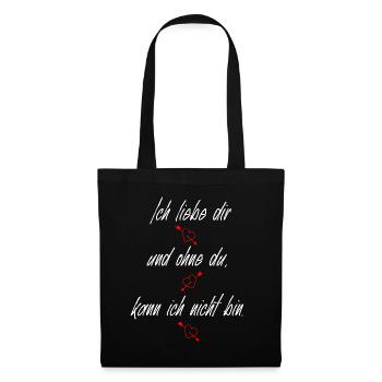 i love - ich liebe dich - ich liebe dir - Stoffbeutel - Schwarz - Vorne