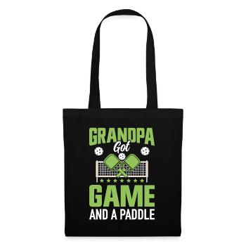 Pickleball Grandpa Paddleball Grandfather Paddle Game - Tote Bag - black - Front