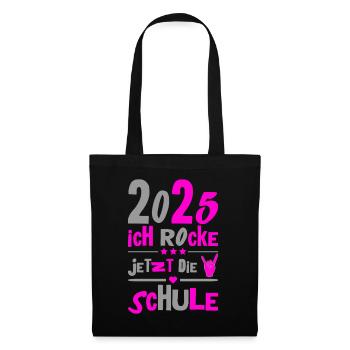 School Child 2025 Young Girls School Enrollment 2025 Decoration - Tote Bag - black - Front