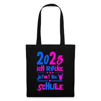 School Child 2025 Young Girls School Enrollment 2025 Decoration - Tote Bag - black - Front