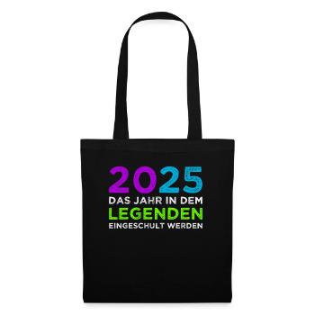 Schulkind 2025 Junge Mädchen Einschulung 2025 Deko - Stoffbeutel - Schwarz - Vorne