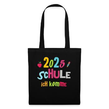 Schulkind 2025 Junge Mädchen Einschulung 2025 Deko - Stoffbeutel - Schwarz - Vorne