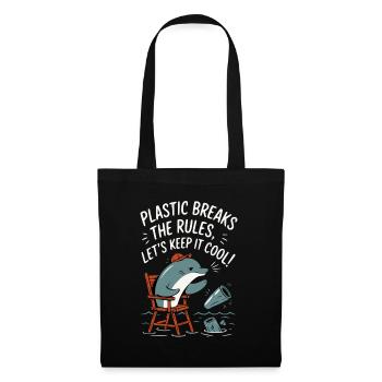 Plastique dans la mer avec dauphin - Sac en tissu - noir - Devant