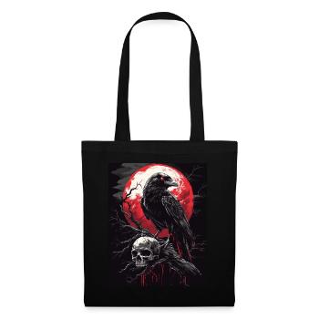 Raven Skull Moon Dark Gothic Black Crow - Tote Bag - black - Front