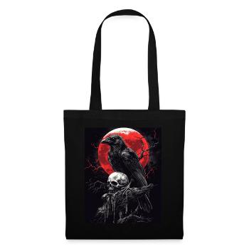 Corbeau Crâne Lune Gothique Noir Corbeau - Sac en tissu - noir - Devant