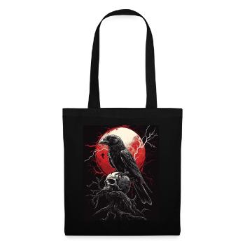 Raven Skull Moon Dark Gothic Black Crow - Tote Bag - black - Front
