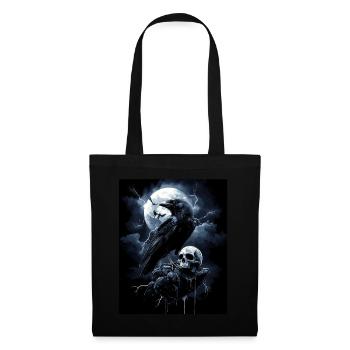 Corbeau Crâne Lune Gothique Noir Corbeau - Sac en tissu - noir - Devant