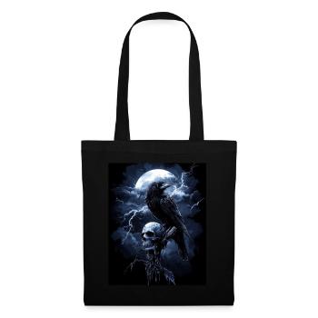 Corbeau Crâne Lune Gothique Noir Corbeau - Sac en tissu - noir - Devant