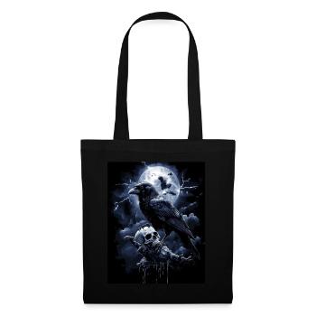 Raven Skull Moon Dark Gothic Black Crow - Tote Bag - black - Front