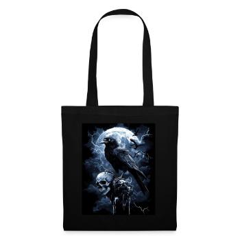 Raven Skull Moon Dark Gothic Black Crow - Tote Bag - black - Front