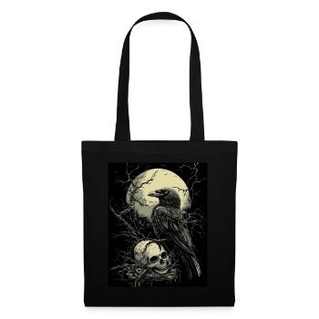 Raven Skull Moon Dark Gothic Black Crow - Tote Bag - black - Front