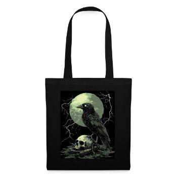 Corbeau Crâne Lune Gothique Noir Corbeau - Sac en tissu - noir - Devant