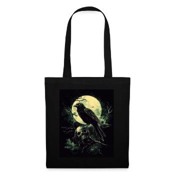 Raven Skull Moon Dark Gothic Black Crow - Tote Bag - black - Front