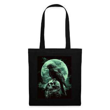 Corbeau Crâne Lune Gothique Noir Corbeau - Sac en tissu - noir - Devant