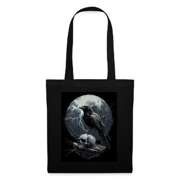 Raven Skull Moon Dark Gothic Black Crow - Tote Bag - black - Front