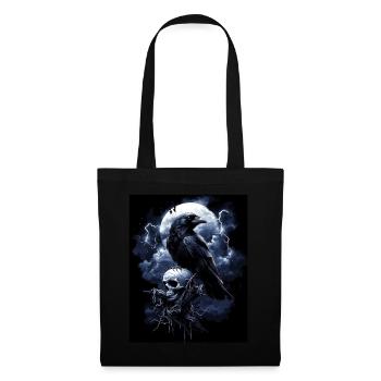 Corbeau Crâne Lune Gothique Noir Corbeau - Sac en tissu - noir - Devant