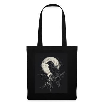 Corbeau Crâne Lune Gothique Noir Corbeau - Sac en tissu - noir - Devant