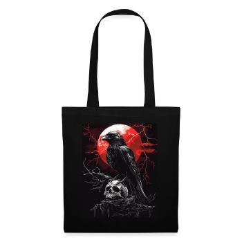 Corbeau Crâne Lune Gothique Noir Corbeau - Sac en tissu - noir - Devant
