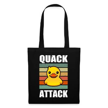 Quack Attack Gelbe Gummiente Quietscheente - Stoffbeutel - Schwarz - Vorne