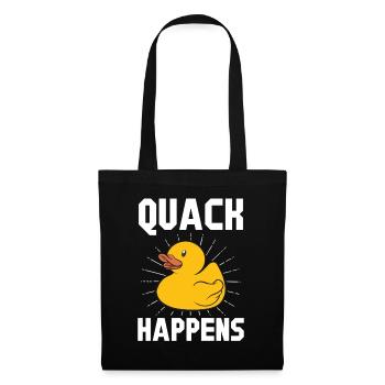 Quietscheenten Geschenk Gelbe Ente Quack Happens - Stoffbeutel - Schwarz - Vorne
